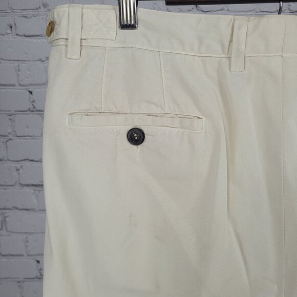 VTG Ermenegildo Zegna Ivory Cotton Pleated Chino Pants Italy Size 54 XL (35x31) - Picture 11 of 14